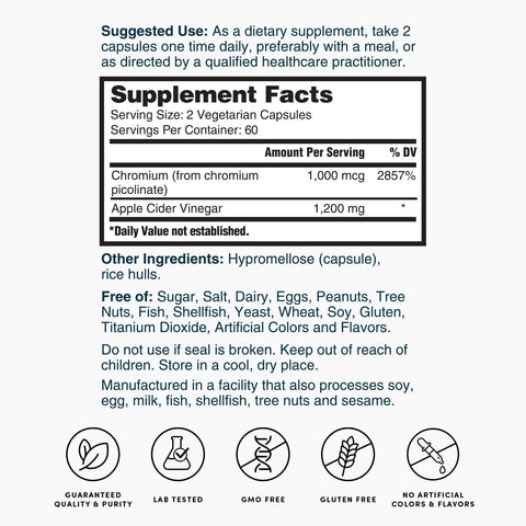 Apple Cider Vinegar 120ct ZNLB20486 L_Rev001 Supplement Facts
