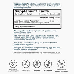 Nature's Lab AstaREAL Astaxanthine 6 mg - 60 Gélules