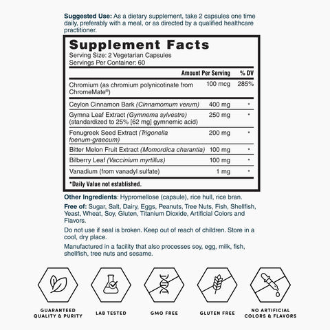 Blood Sugar Support ZNLB18061-L Supplement Facts