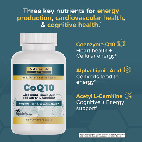 Coenzyme Q10 200mg | CoQ10 with ALA and ALCAR Nature's Lab Coenzyme Q10 200mg | CoQ10 with ALA and ALCAR Nature's Lab