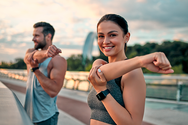 Male and female exercising