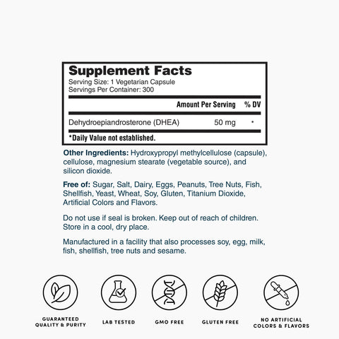 DHEA 300ct ZNLB14568-L Rev003 Supplement Facts