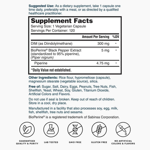 DIM 120ct ZNLB18139-L Supplement Facts