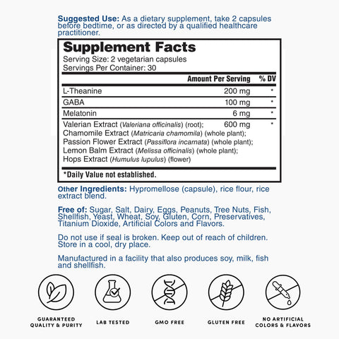 Gentle_Sleep Aid 60ct ZNLB17897 Supplement Facts