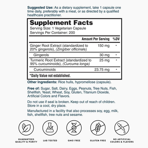 Ginger Supreme 200ct ZNLB20318 L-Rev001 Supplement Facts