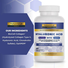 Nature's Lab Hyaluronic Acid with BioCell Collagen® & MSM - 60 Capsules