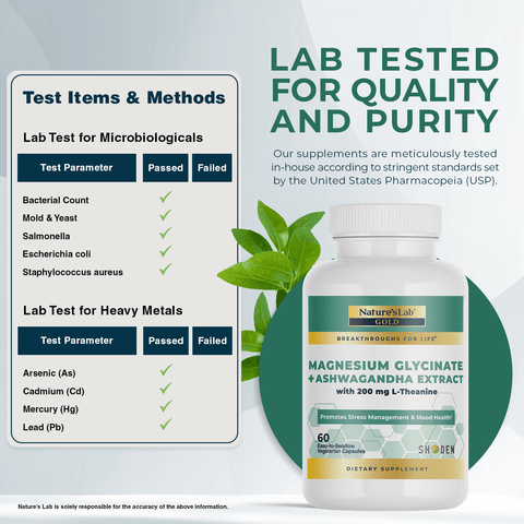 Nature's Lab Gold Magnesium Glycinate + Ashwagandha with L-Theanine Stress & Relaxation Support Nature's Lab Nature's Lab Gold Magnesium Glycinate + Ashwagandha with L-Theanine Stress & Relaxation Support Nature's Lab