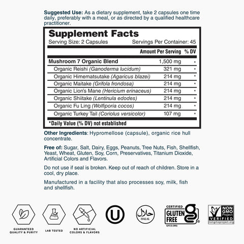Mushroom 7 90ct ZNLB14650-L3 Rev003 Supplement Facts