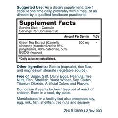 Nature's Lab Green Tea Extract Supplement Facts