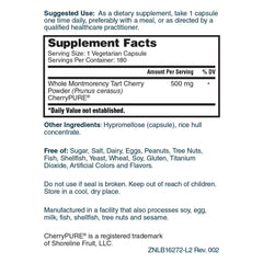 Nature's Lab Tart Cherry 500 mg - 180 Capsules