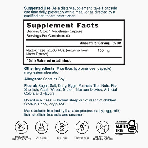 Nature's Lab Nattokinase 2 000 FU - 90 Capsules