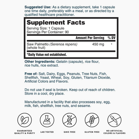 Saw Palmetto ZNLB18153 L2-Rev002 Supplement Facts