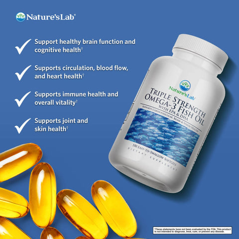 Triple Strength Omega-3 Fish Oil | Fish Oil Softgels Nature's Lab Triple Strength Omega-3 Fish Oil | Fish Oil Softgels Nature's Lab