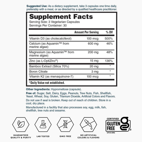 Vital Bones 90ct ZNLB20608 Supplement Facts