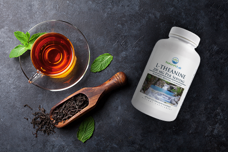 Nature's Lab L-Theanine on granite countertop