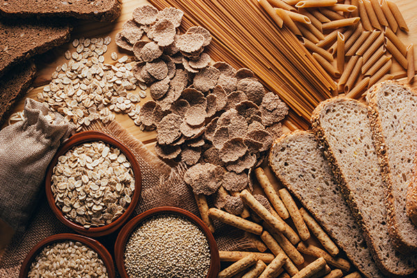 assortment of whole grains; healthy eating concept