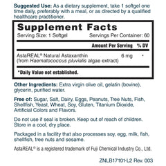Nature's Lab AstaREAL Astaxanthine 6 mg - 60 Gélules
