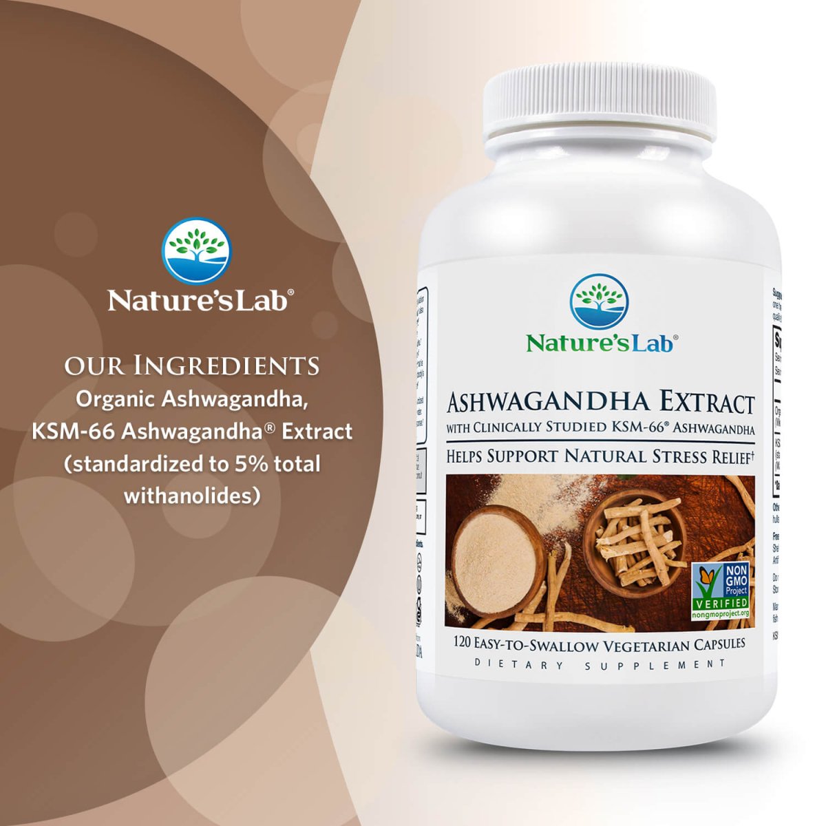 Nature's Lab KSM-66® Ashwagandha Extract - 120 Capsules