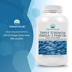 Nature's Lab 三倍强度 Omega-3 鱼油，含 EPA 和 DHA - 180 粒软胶囊