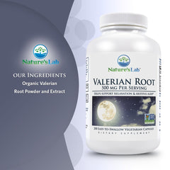 Nature's Lab Valerian Root 500 mg - 200 Capsules