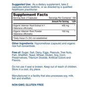 Nature's Lab Valerian Root 500mg 200 capsules Supplement Facts