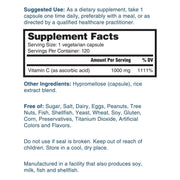 Nature's Lab Vitamin C 1000mg 120 capsules Supplement Facts