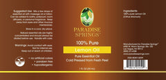 Paradise Springs Lemon Oil Label
