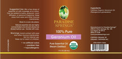 Paradise Springs Organic Geranium Oil Label