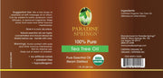 Paradise Springs Organic Tea Tree Oil Label