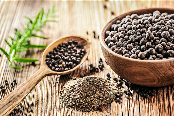 Piperine black pepper in bowl